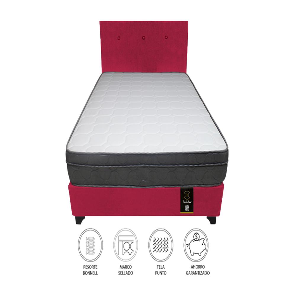 Dormitorio Turin 2 Plz + Cabecera + 2 Almohadas - Rojo