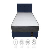 Dormitorio Turin 2 Plz + Cabecera + 2 Almohadas - Azul Marino