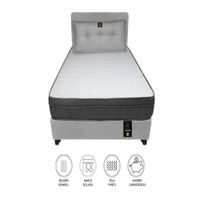 Dormitorio Turin 2 Plz + Cabecera Ajustable + Cojín - Gris Claro