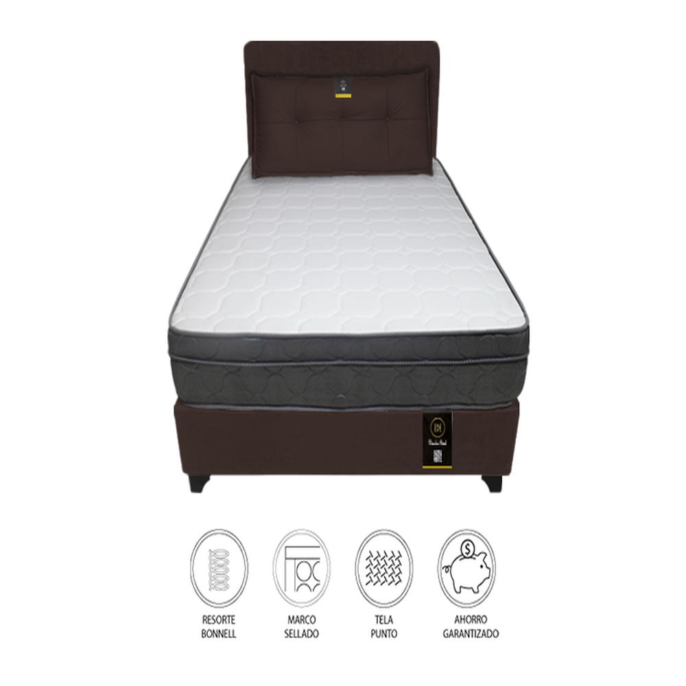 Dormitorio Turin 2 Plz + Cabecera Ajustable + Cojín - Chocolate