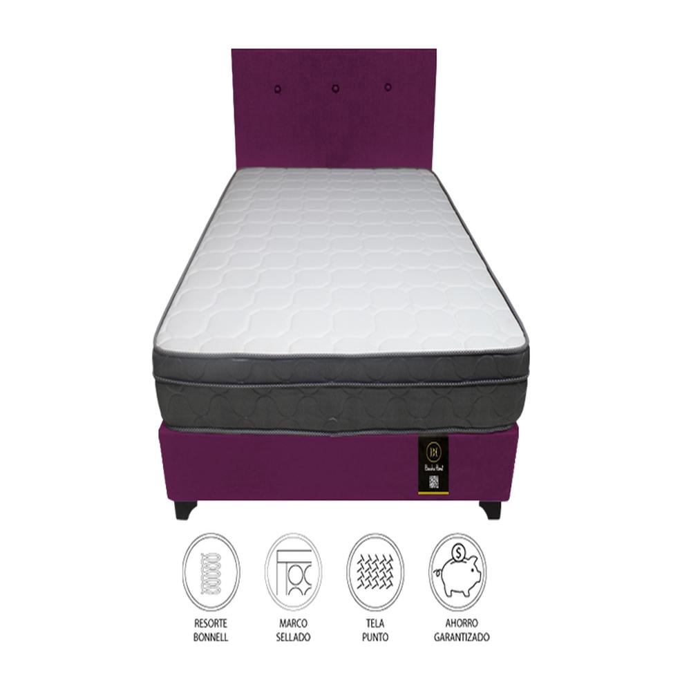 Dormitorio Turin 2 Plz + Cabecera + 2 Almohadas - Purpura