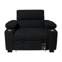 Sofá Cama Baltimore con Porta Vasos y Bolsillo 1 plz - Negro