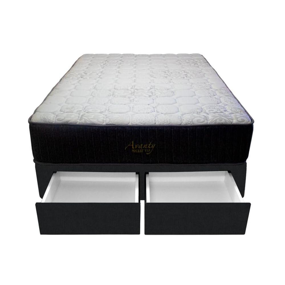 Cama Pocket Vip + 2 Cajones 2 Plz + 2 almohadas - Negro Cama Pocket Vip + 2 Cajones 2 Plz + 2 almohadas - Negro