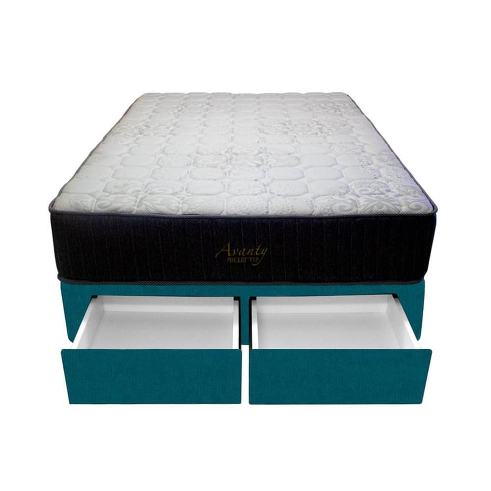 Cama Pocket Vip + 2 Cajones 2 Plz + 2 almohadas - Cobalto Cama Pocket Vip + 2 Cajones 2 Plz + 2 almohadas - Cobalto
