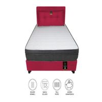 Dormitorio Turin 2 Plz + Cabecera Ajustable + Cojín - Rojo