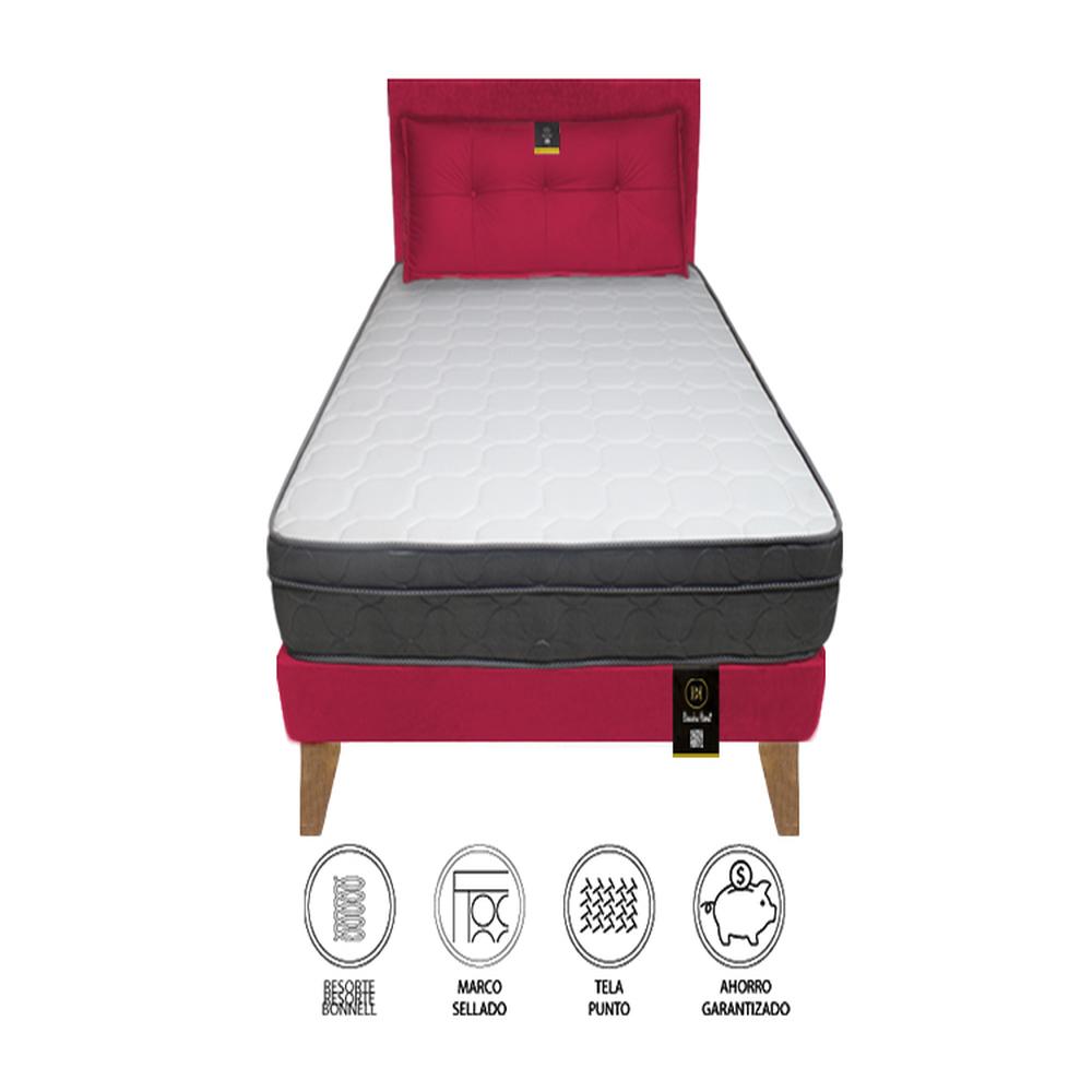 Dormitorio Turin Slim 2 Plz + Cabecera + Cojín - Rojo