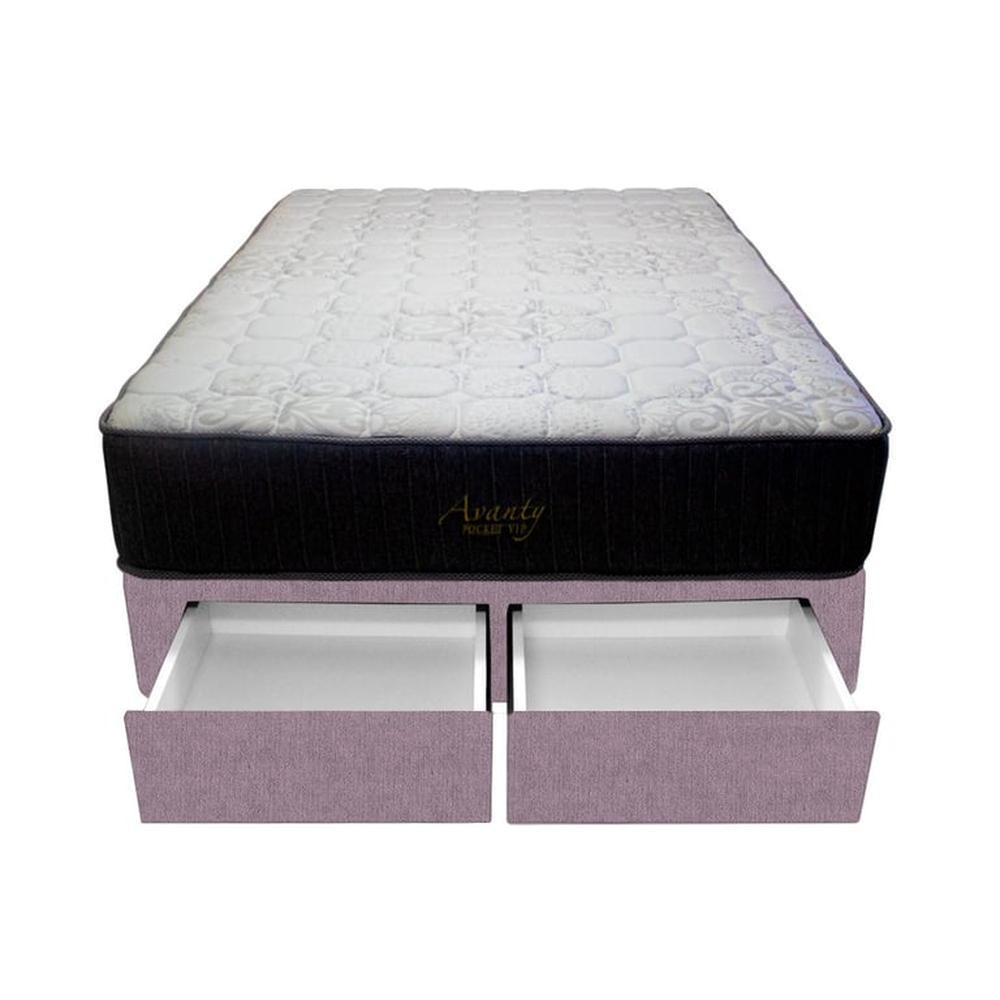Cama Pocket Vip + 2 Cajones 2 Plz + 2 almohadas - Lila