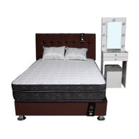 Dormitorio Coquette 2 Plz + Cabecera + Tocador + Puff - Chocolate