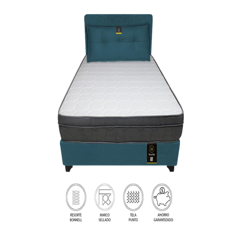 Dormitorio Turin 2 Plz + Cabecera Ajustable + Cojín - Cobalto Dormitorio Turin 2 Plz + Cabecera Ajustable + Cojín - Cobalto