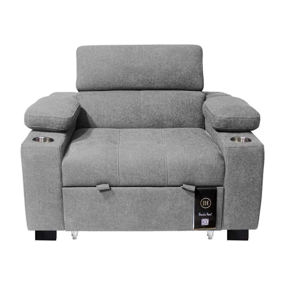 Sofá Cama Baltimore con Porta Vasos y Bolsillo 1 plz - Gris Claro Sofá Cama Baltimore con Porta Vasos y Bolsillo 1 plz - Gris Claro