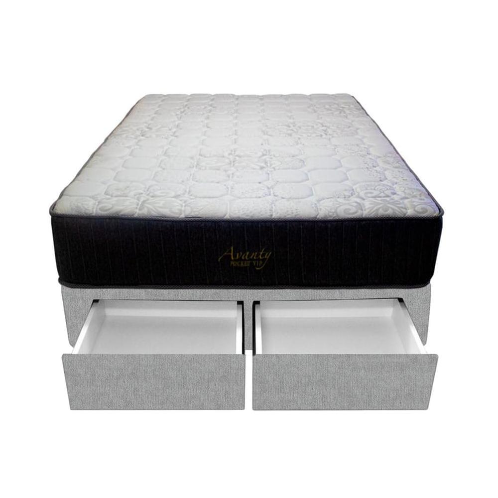 Cama Pocket Vip + 2 Cajones 2 Plz + 2 almohadas - Gris Claro Cama Pocket Vip + 2 Cajones 2 Plz + 2 almohadas - Gris Claro