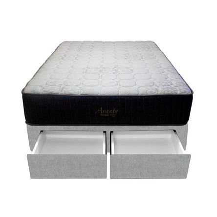 Cama Pocket Vip + 2 Cajones 2 Plz + 2 almohadas - Gris Claro