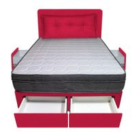 Dormitorio Turin + 4 Cajones 2 Plz + Cabecera + Cojin - Rojo