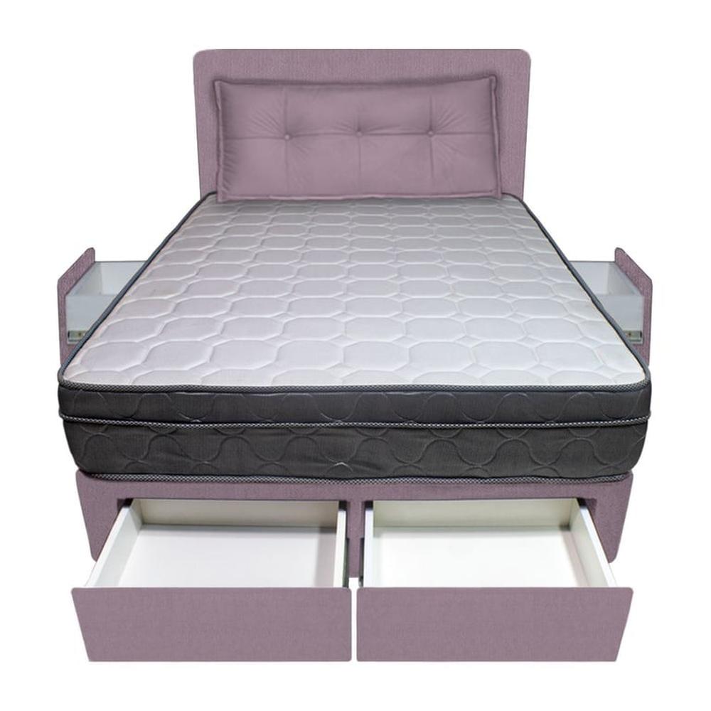 Dormitorio Turin + 4 Cajones 2 Plz + Cabecera + Cojin - Lila
