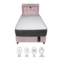 Dormitorio Turin 2 Plz + Cabecera Ajustable + Cojín - Rosado
