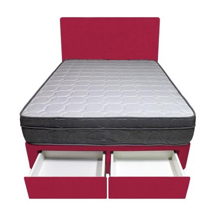 Dormitorio Turin + 2 Cajones 2 Plz + Cabecera - Rojo