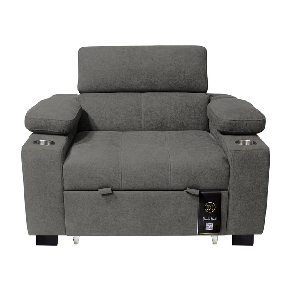 Sofá Cama Baltimore con Porta Vasos y Bolsillo 1 plz - Gris Oscuro Sofá Cama Baltimore con Porta Vasos y Bolsillo 1 plz - Gris Oscuro