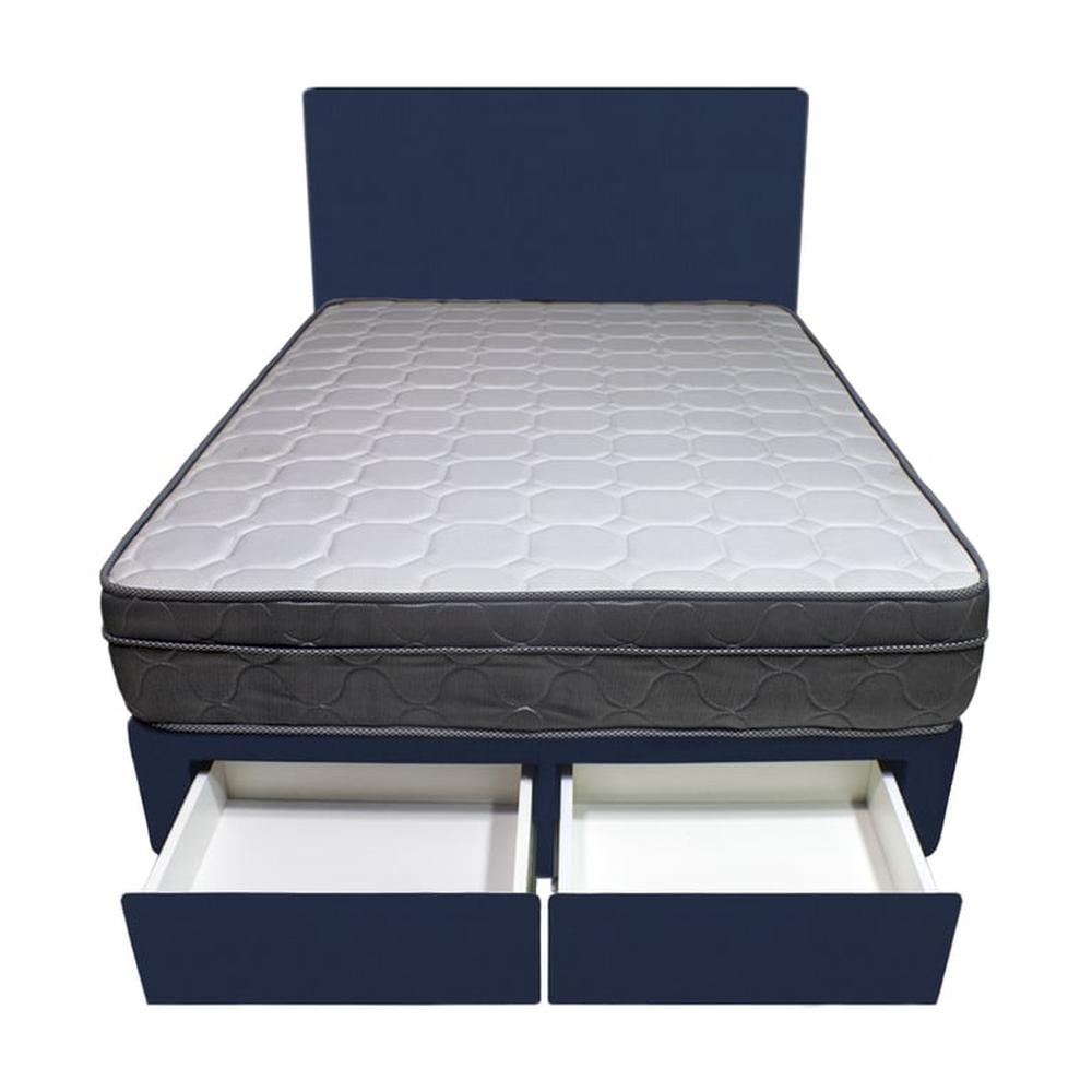 Dormitorio Turin + 2 Cajones 2 Plz + Cabecera - Azul Marino