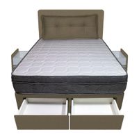 Dormitorio Turin + 4 Cajones 2 Plz + Cabecera + Cojin - Beige Oscuro