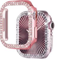Bumper case doble piedras brillo para smartwatch de 40mm rosado