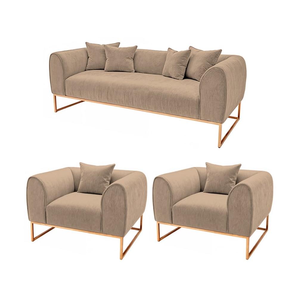 Juego de sala 3 1 1 Luxury Nikole - Beige claro
