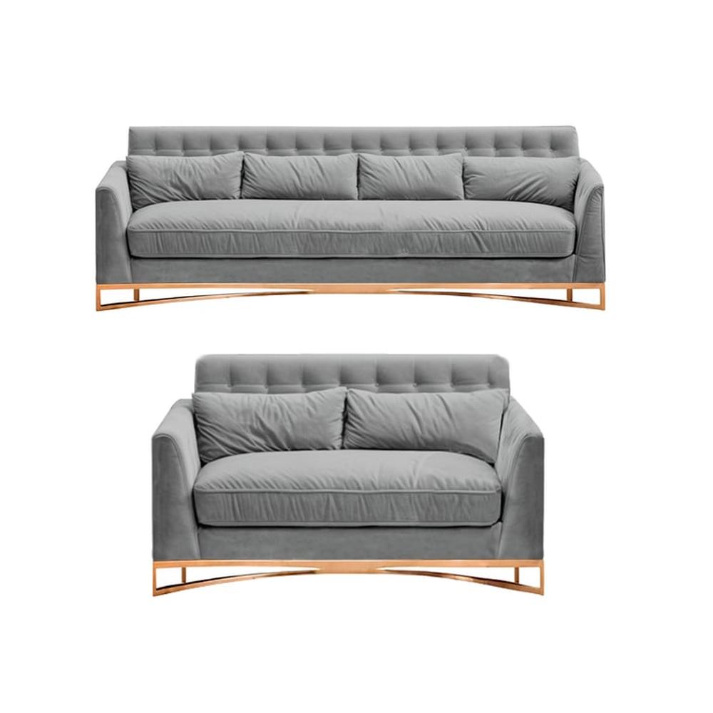 Juego de sala 3 2 Luxury Llinden - Gris claro