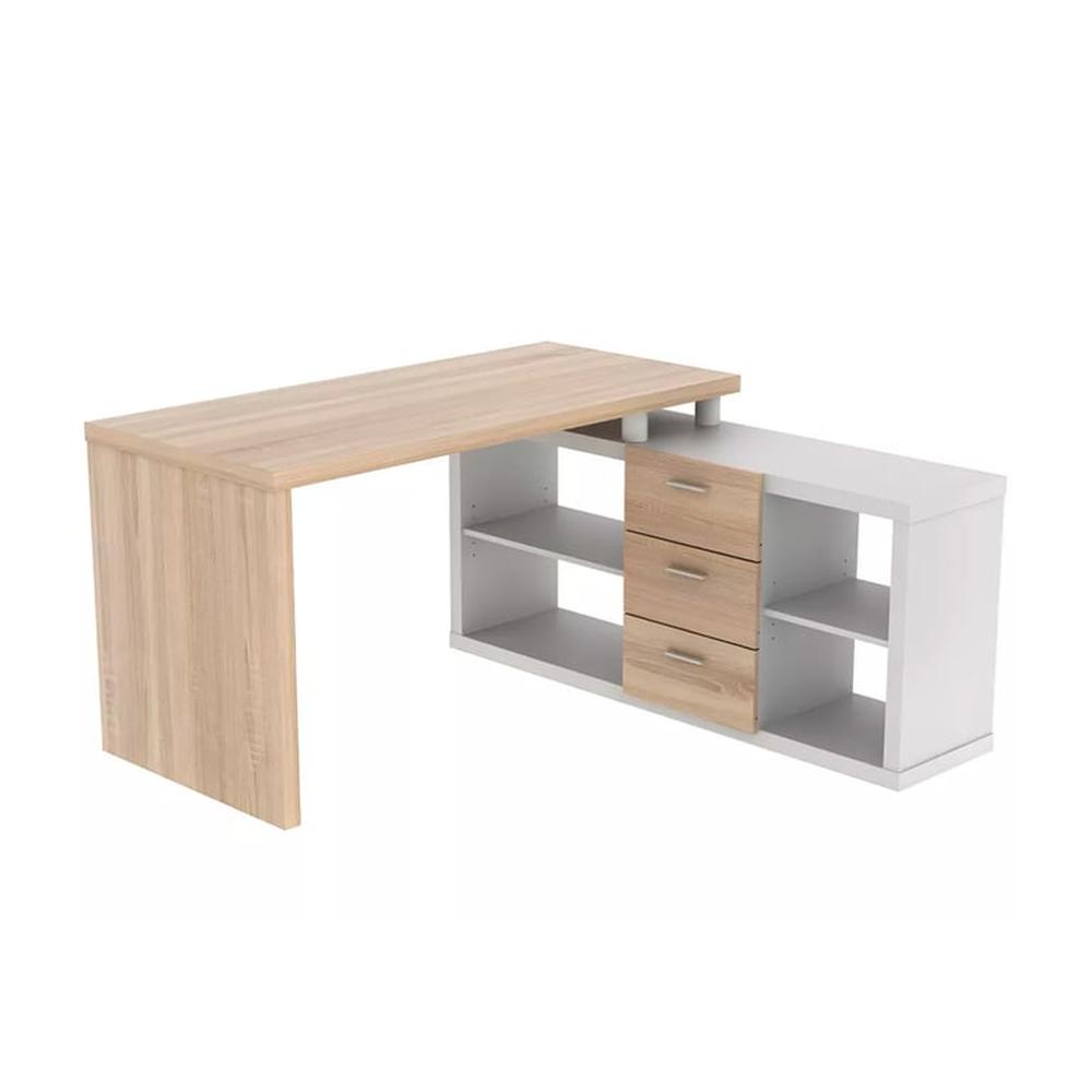 Escritorio Con Cajones Buota - Damasco Y Blanco