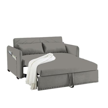 Sofá Cama Filipos con Almohadas y Bolsillos Laterales 2 Plz - Gris Oscuro Sofá Cama Filipos con Almohadas y Bolsillos Laterales 2 Plz - Gris Oscuro