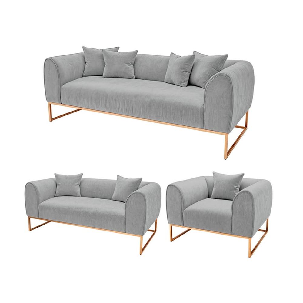 Juego de sala 3 2 1 Luxury Nikole - Gris claro