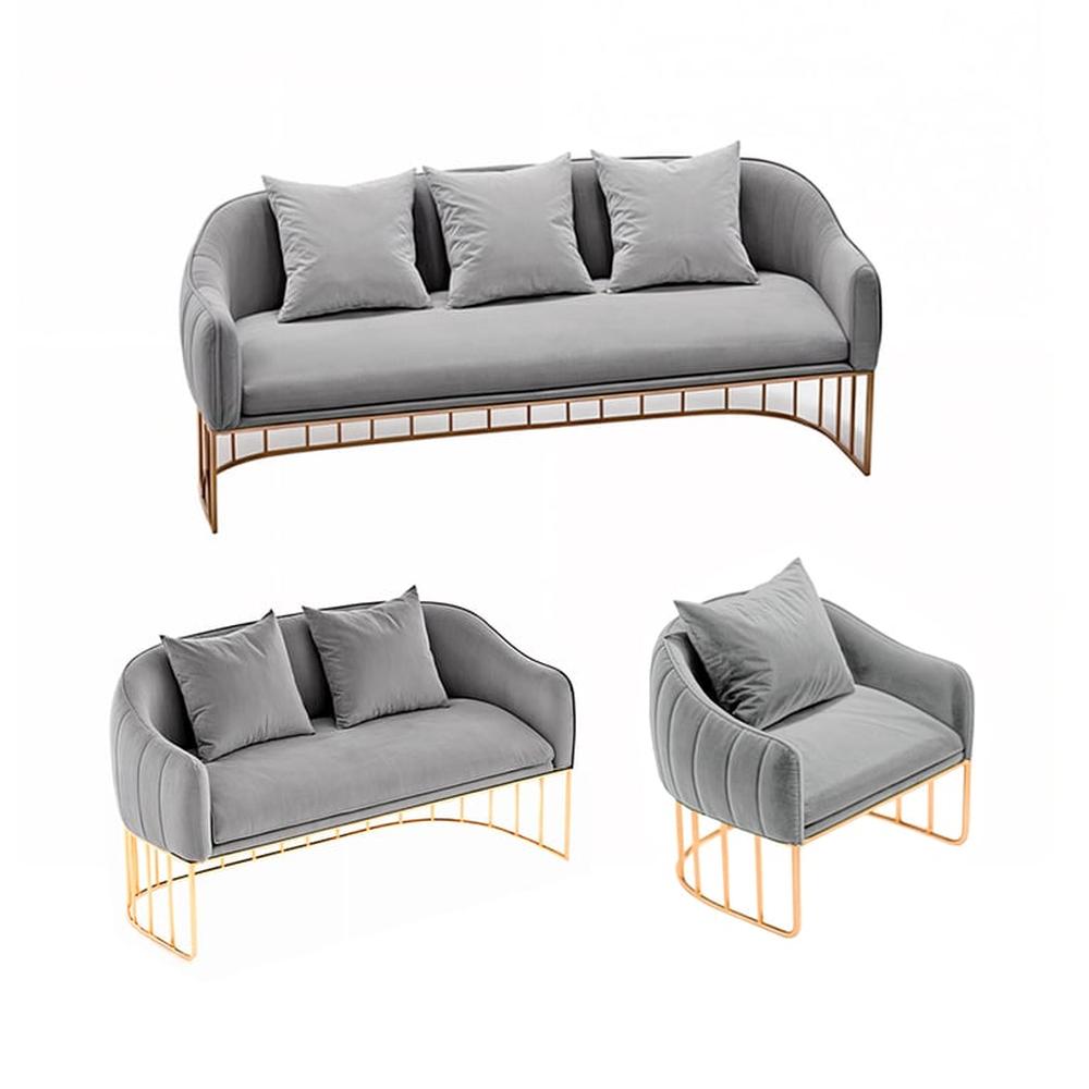 Juego de sala 3 2 1 Luxury Sveti - Gris claro