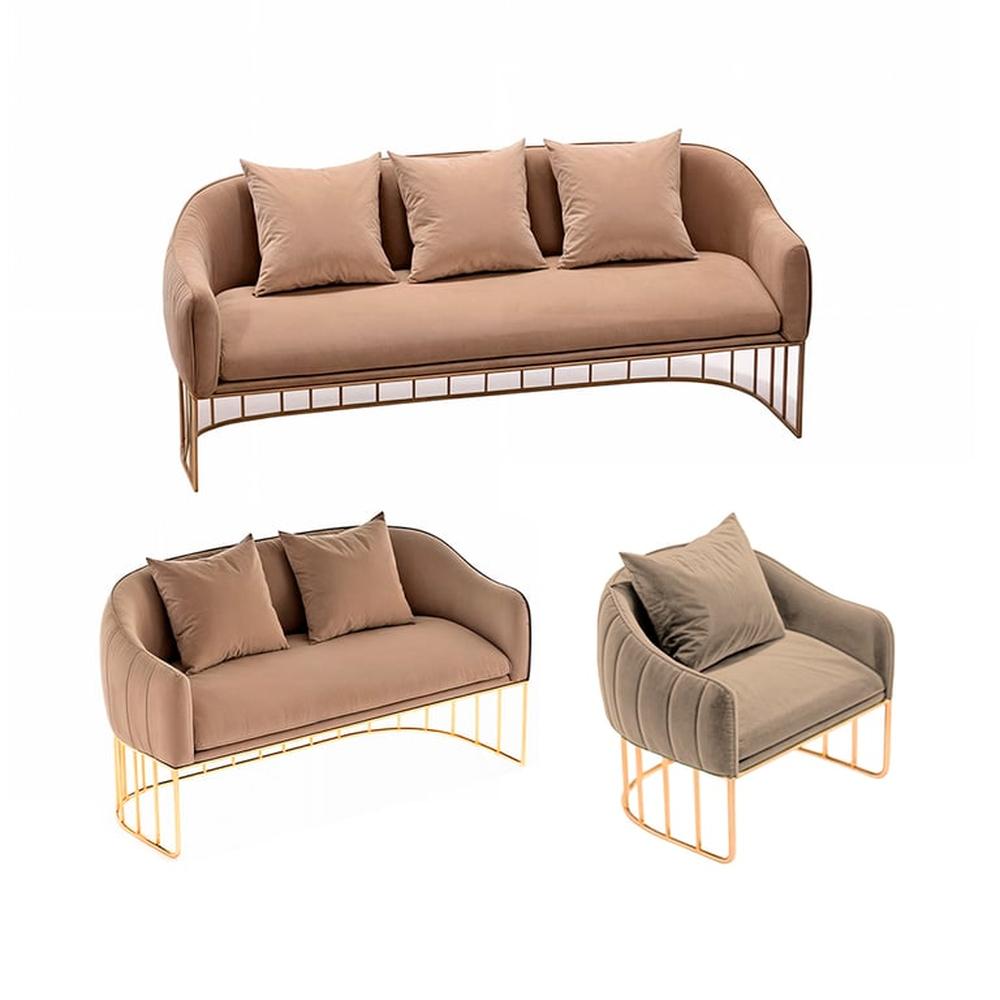 Juego de sala 3 2 1 Luxury Sveti - Beige claro