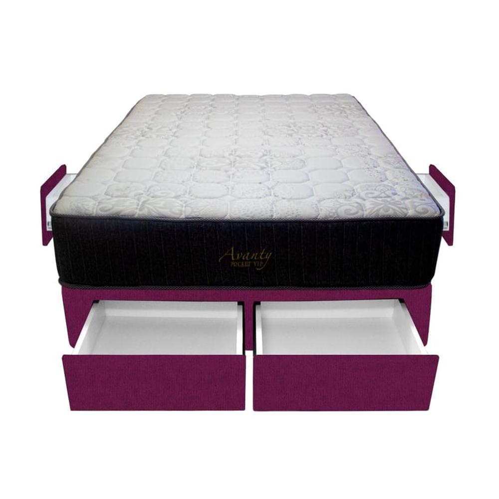 Cama Pocket Vip + 4 Cajones 2 Plz + 2 almohadas - Purpura Cama Pocket Vip + 4 Cajones 2 Plz + 2 almohadas - Purpura