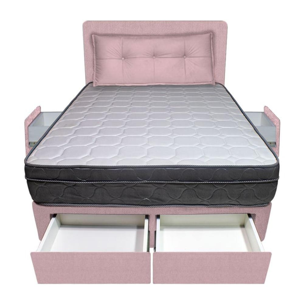 Dormitorio Turin + 4 Cajones Queen + Cabecera + Cojin - Rosado Dormitorio Turin + 4 Cajones Queen + Cabecera + Cojin - Rosado