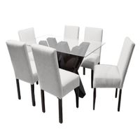 Juego de Comedor Fortalieza con 6 Sillas Mesa de Vidrio - Ivory