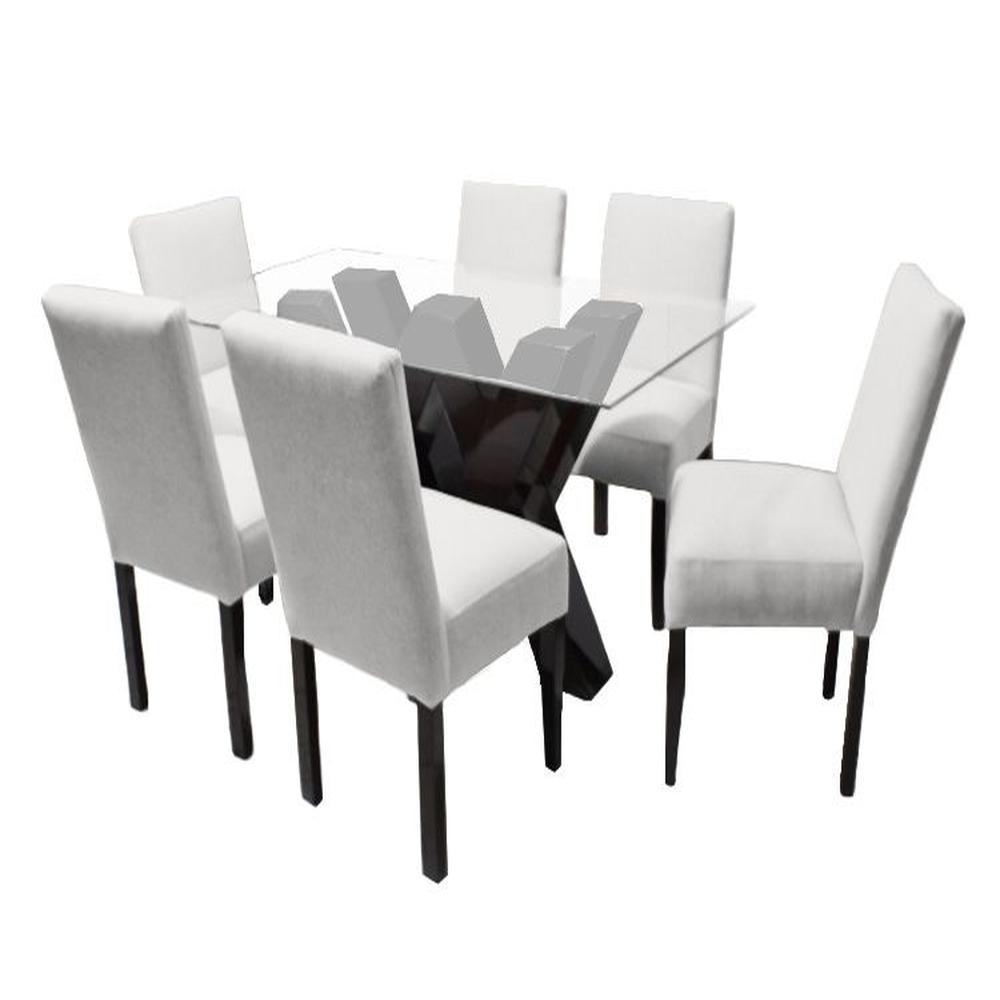 Juego de Comedor Fortalieza con 6 Sillas Mesa de Vidrio - Ivory