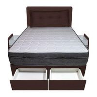 Dormitorio Turin + 4 Cajones Queen + Cabecera + Cojin - Chocolate