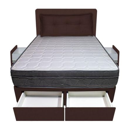 Dormitorio Turin + 4 Cajones Queen + Cabecera + Cojin - Chocolate Dormitorio Turin + 4 Cajones Queen + Cabecera + Cojin - Chocolate