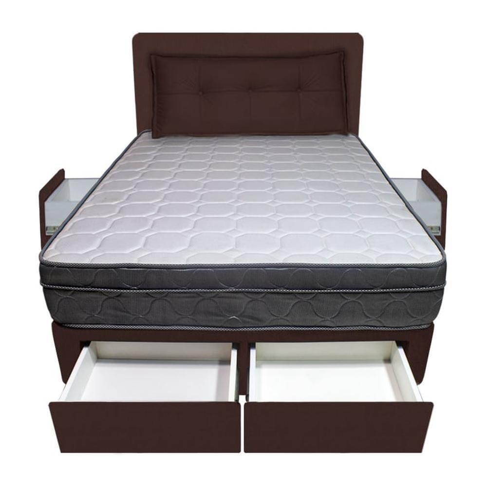 Dormitorio Turin + 4 Cajones Queen + Cabecera + Cojin - Chocolate