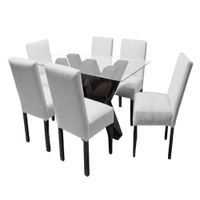 Juego de Comedor Fortalieza con 6 Sillas Mesa de Vidrio - Gris Claro