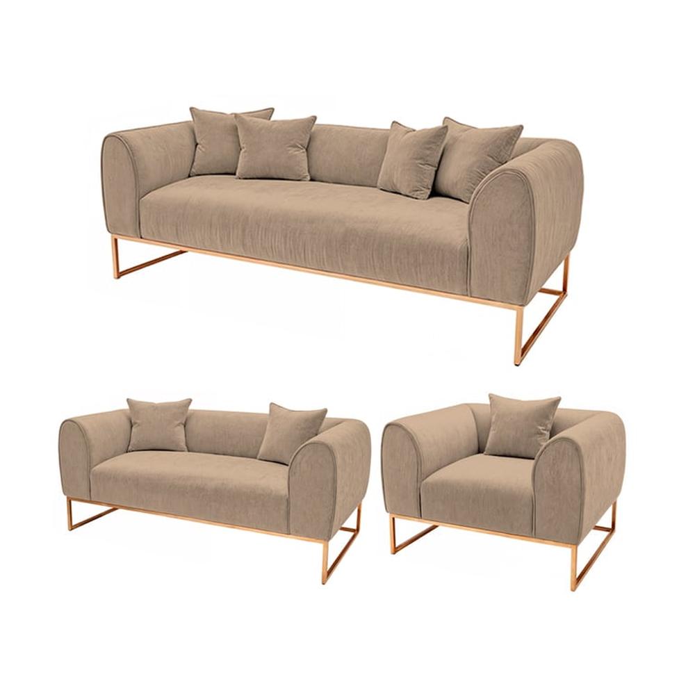 Juego de sala 3 2 1 Luxury Nikole - Beige claro