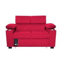 Sofá Cama Baltimore con Porta Vasos y Bolsillo 2 plz - Rojo