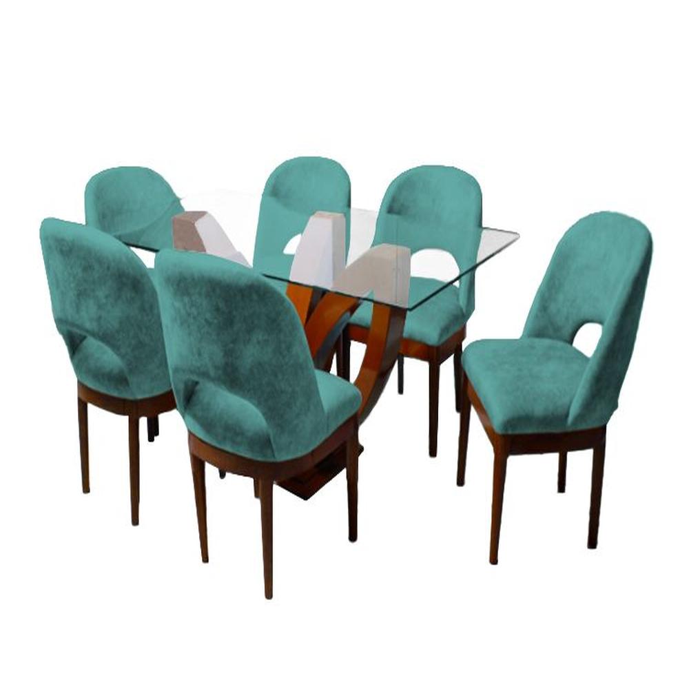Juego de Comedor Brasilia con 6 Sillas Mesa de Vidrio - Jade