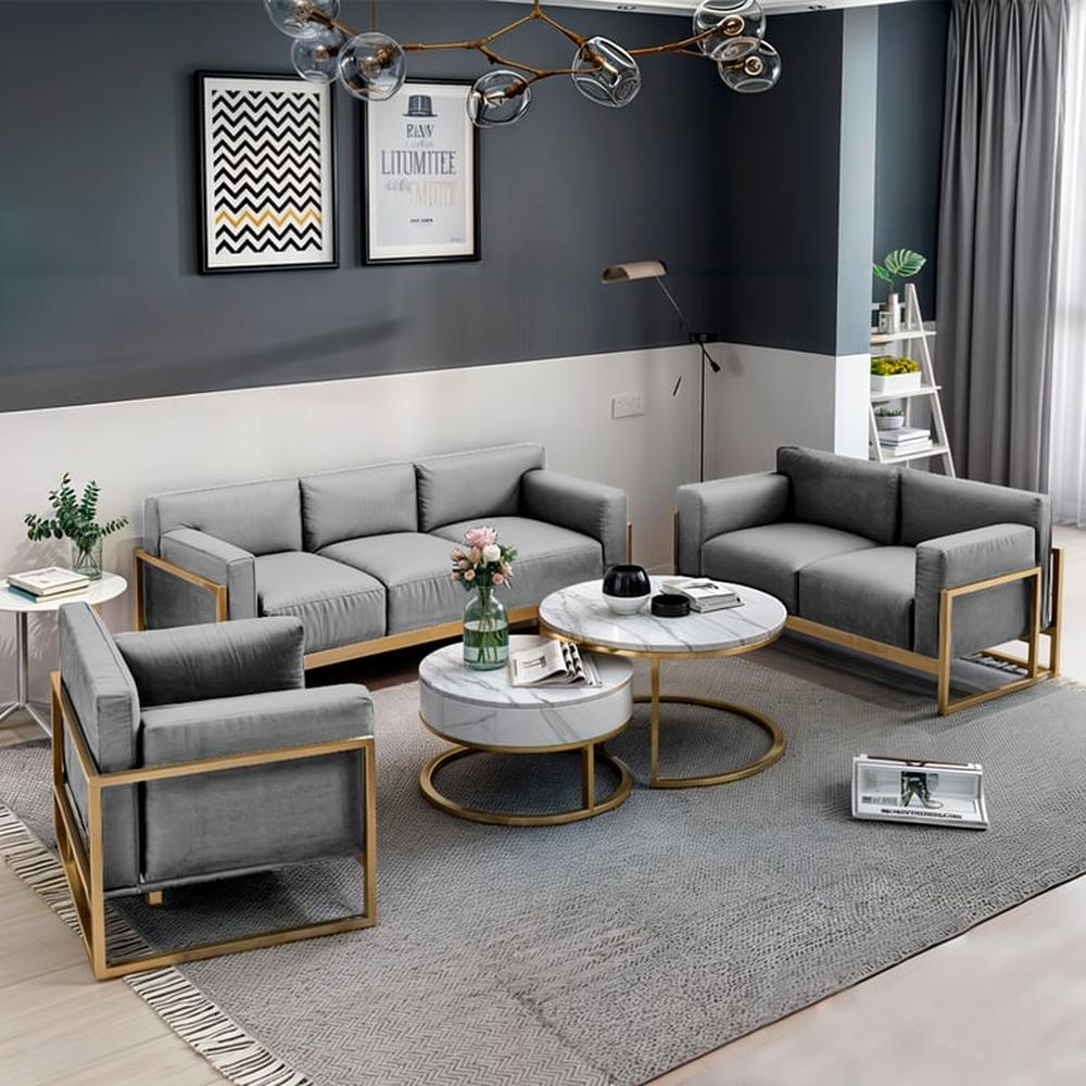 Juego de sala 3 2 1 Luxury Lipkovo + Mesa de centro - Gris claro