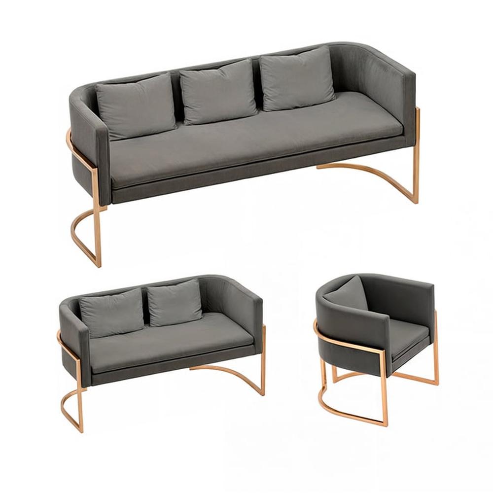 Juego de sala 3 2 1 Luxury Ohrid - Gris oscuro