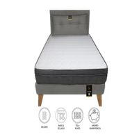 Dormitorio Turin Slim 2 Plz + Cabecera + Cojín - Gris Oscuro