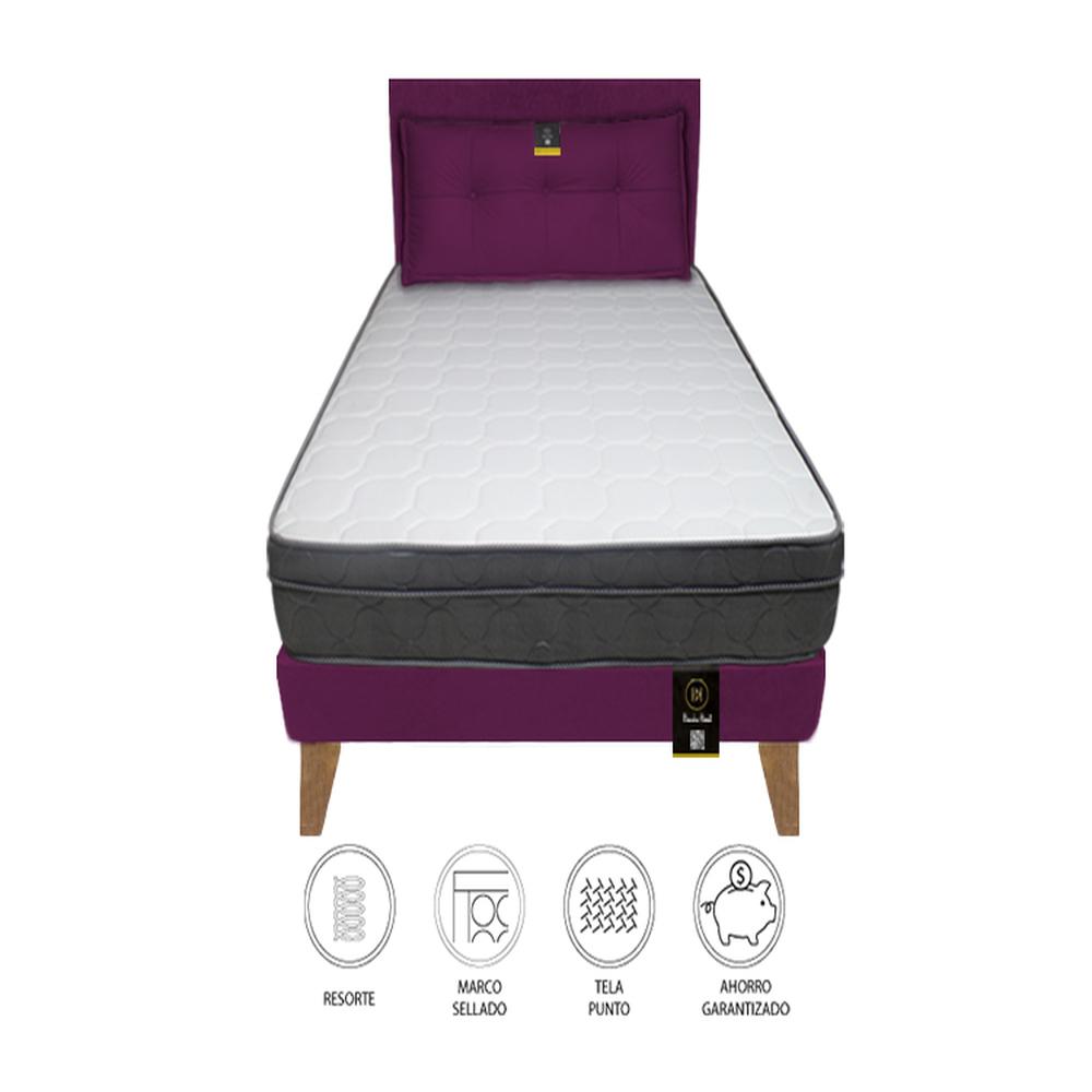Dormitorio Turin Slim 2 Plz + Cabecera + Cojín Purpura