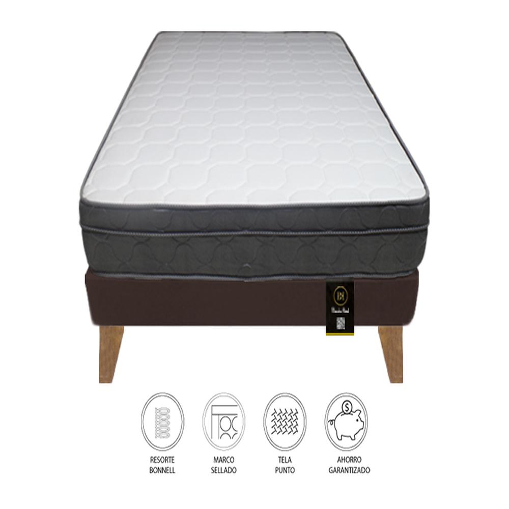 Cama Turin Slim 2 Plz + 2 almohadas - Chocolate
