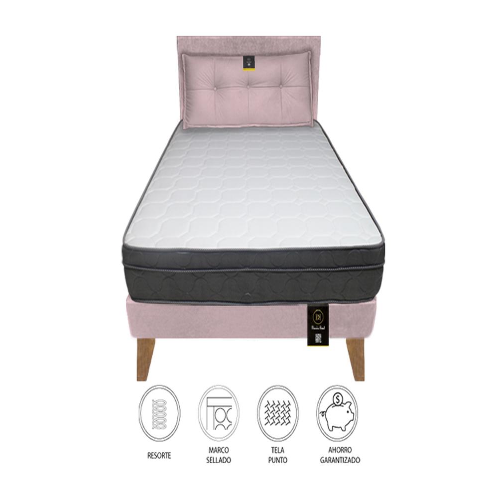 Dormitorio Turin Slim 2 Plz + Cabecera + Cojín - Rosado