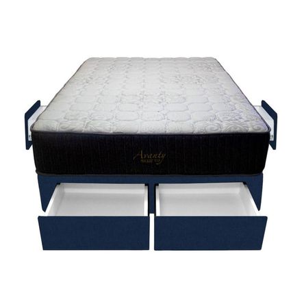 Cama Pocket Vip + 4 Cajones 2 Plz + 2 almohadas - Azul Marino