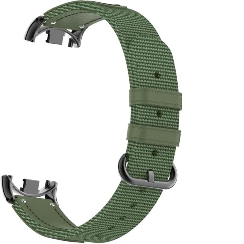Correa de cuero y tela para Xiaomi Band 8-9 Verde Correa de cuero y tela para Xiaomi Band 8-9 Verde